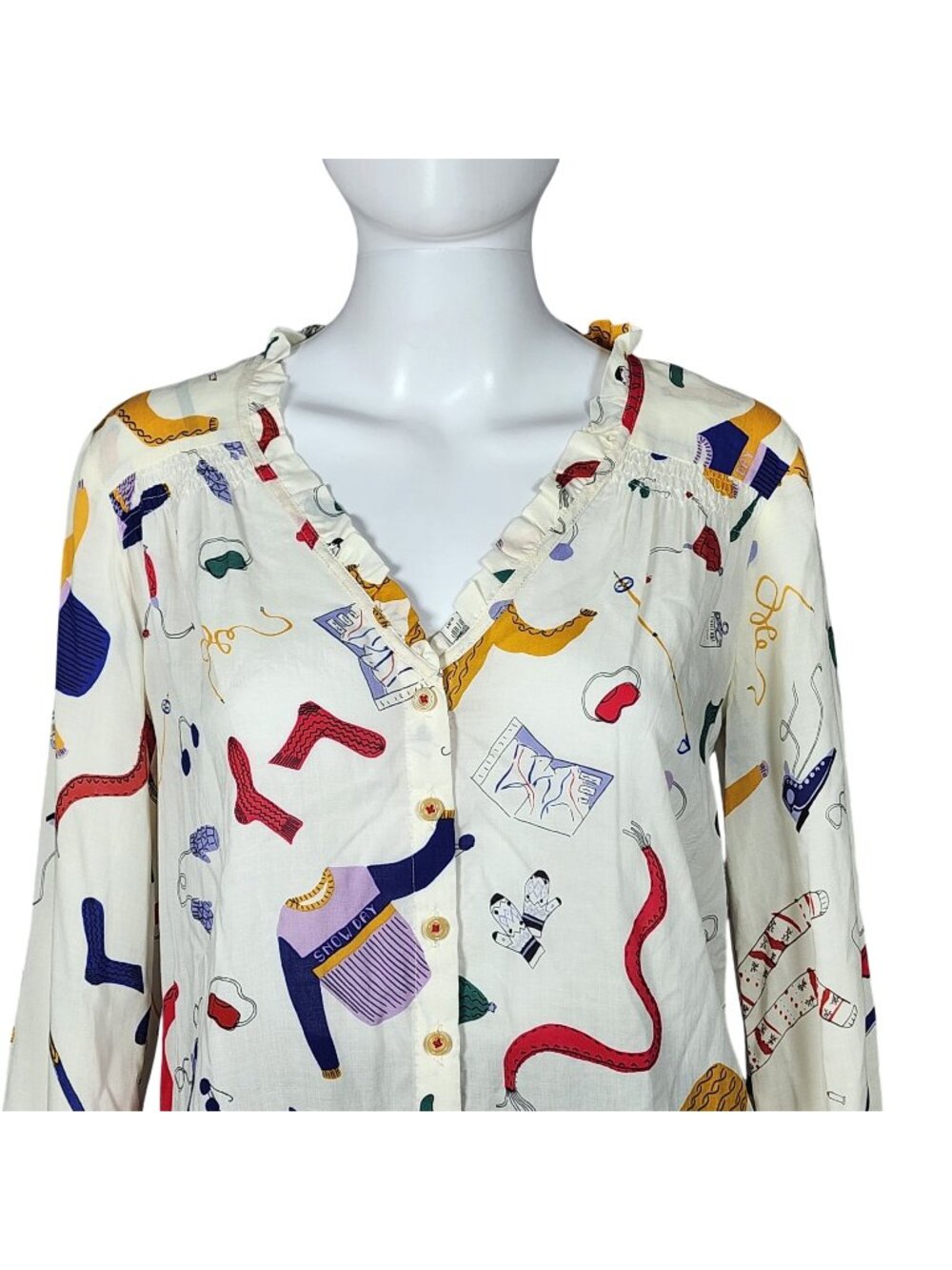 Anthropologie Maeve Snow Day Button Up Blouse Multicolored Size 0